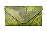 Leaf Leather Envelope Clutch Wallet - Handmade Womens Purse, Pockets, Zip Pouch - Green