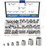 Glarks 200Pcs Wire Inserts Screws Sleeve Assortment Kit, 304 Stainless Steel Metric M3 M4 M5 M6 M8 M10 M12 Wire Thread Inserts Helical Type Coiled Wire Screw Repair Sleeve for Automotive Repairs