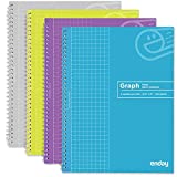 Graph Paper Notebooks Spiral Quad Ruled Grid Notebook Heavy Duty White Paper 100 Sheets Assorted Colors Wire Bound Graphing Books (Pack of 4) - by Emraw