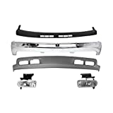 BUNDLE FOR 99-02 SILVERADO 1500 2500LD FRONT BUMPER CHROME FACE BAR UPPER CAP LOWER VALANCE FOG LIGHT W/TOW HOOK HOLE 5PCS GM1051103 GM1002812 GM1092167 GM2593113 GM2592113