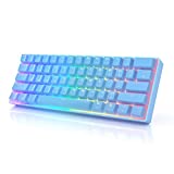 HK GAMING GK61 Mechanical Gaming Keyboard 60 Percent | 61 RGB Rainbow LED Backlit Programmable Keys | USB Wired | for Mac and Windows PC | Hotswap Gateron Optical Brown Switches | Blue