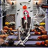 Evoio 5.4 Ft Halloween Pirste Skeleton, Realistic Human Skeletons Full Body Bones for Halloween Props Spooky Party Decoration