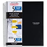 Five Star Spiral Notebook, 5-Subject, College Ruled Paper, 11" x 8-1/2", 200 Sheets, Black (72081)
