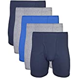 Gildan Men's Underwear Covered Waistband Boxer Briefs, Multipack, Mixed Royal (5-Pack), Medium