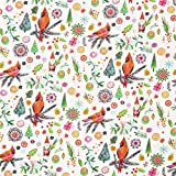 Dear Stella Deck the Halls Rebel without a Clause Christmas off white fabric with cardinals gnomes and various ornaments (per 0.5 yard)