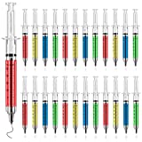 SunAngel Multi-Color Syringe Pen Writes In Blue Or Black Ink, For Boys And Girls, Imaginary Doctor Play, School Supplies (red,green,yellow,blue, 24PCS)