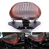 Crocodile Leather Motorcycle Bobber Solo Seat Spring Base Plate Bracket Kit For Harley Sportster XL 883 1200 48 (Brown-Crocodile Leather)