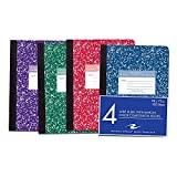Roaring Spring Wide Ruled Hard Cover Composition Book, 4 Pack, 9.75" x 7.5" 100 Sheets, Wide Ruled, Marble Assorted Colors, (77239)