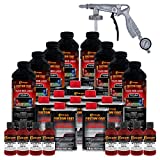 Custom Coat Blood Red 2 Gallon (8 Quart) Urethane Spray-On Truck Bed Liner Kit with Spray Gun and Regulator - Easy Mixing, Shake, Shoot - Textured Protective Coating, Prevent Rust - Car, Auto
