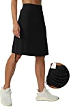 Cakulo Women's Knee Length Swim Fashion Skirts Skorts Plus Size Tennis Golf Hiking Athletic Casual Modest 20" Skirts with Pockets Black 4XL