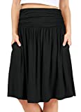 Black Skirts for Women Knee Length High Waisted Black Skirt Flowy Skirt Black Aline Skirt Black Pocket Skirt (Size 1X, Black)