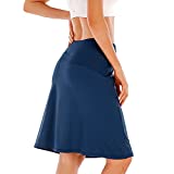 FEIXIANG Women's Tennis Golf Skirts with Pockets, Knee Length Long Active Athletic Sports Skorts Modest Casual Skirt Blue