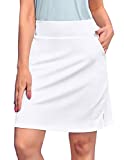 COOrun Knee Length Active Skirts SPF Golf Skorts White Tennis Skirts with Shorts Casual Modest Skirt for Women