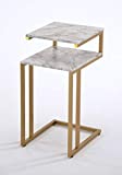 RAAMZO White Faux Marble and Gold Finish Chair Side End Snack Table Nightstand 28" H