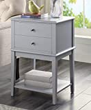 conifferism Grey Nightstand with 2 Drawers Tall 28", Wood Modern End Table Storage Shelf for Living Room, Large Bed Side Table for Bedrooms