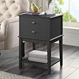 WOODEEM Black Nightstand with 2 Drawers for Bedrooms Tall 28", Big Wood Black Side Tables for Kids Room, Large Modern End Table for Living Room