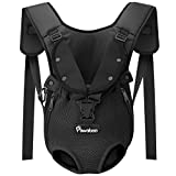 Pawaboo Pet Carrier Backpack, Adjustable Pet Front Backpack Cat Dog Carrier Backpack Safety Travel Bag, Legs Out, Easy-Fit for Traveling Hiking Camping for Small Medium Dogs Puppies - Medium, Black