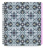 Vera Bradley 3 Subject Notebook College Ruled, Grey Large Spiral Notebook, 11" x 9.5" with 160 Lined Pages and Colorful Stickers, Plaza Tile