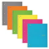Five Star Spiral Notebooks, 3 Subject, Wide Ruled Paper, 150 Sheets, 10-1/2" x 8", Assorted Colors, 6 Pack (73449)