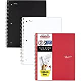 Five Star Spiral Notebooks, 3-Subject, College Ruled Paper, 11" x 8-1/2", 150 Sheets, Black, White, & Red (73393)