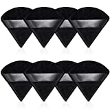 8PCS Velvet Triangle Powder Puff, Triangle Wedge Soft Makeup Setting Powder Puff for Face Exquisite Makeup Eyes Contouring, for Loose Mineral Body Powde Velvet Cosmetic Foundation Makeup Tool- Black