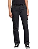 Dickies Women's Relaxed Fit Stretch Cargo Straight Leg Pant, Black, 12
