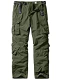 linlon Men's Outdoor Casual Quick Drying Lightweight Hiking Cargo Pants with 8 Pockets,Army Green,36