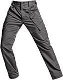 CQR Men's Flex Ripstop Tactical Pants, Water Resistant Stretch Cargo Pants, Lightweight EDC Hiking Work Pants, Charcoal - Dura Flex, 34W x 30L