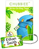 Child ID Bag Tags, Write-On Kids Name Tags for Backpack, Lunchbox & Diaper Bag, Great for Preschool & Daycare, Pack of 6 (Green Forest)