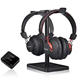 Avantree HT41899 Dual Bluetooth 5.0 Wireless Headphones for TV Watching (Set of 2) with Transmitter (Optical AUX RCA) & Headset Stand, Individual Volume Control, 40Hrs Playtime, Plug n Play, No Delay