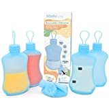 SBello Baby Breastmilk Storage Bags 10oz / 300ml 5 Pack Reusable Silicone Bags with Markable Storage Date (No Hanging Tags Needed) | Ecofriendly | Leakproof Breast Milk Storing Freezer Bags | BPA Free | Food Grade Silicone | Breast Feeding Essentials