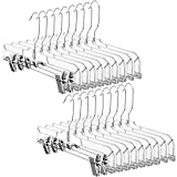 HOUSE DAY 25 Pack Clear Pants Hangers Space Saving, Non-Slip Skirt Hangers with Adjustable Clips, Heavy Duty Slim Plastic Hangers 14" 360-Rotating Swivel Hook, Clip Hangers for Pants, Trousers, Skirts