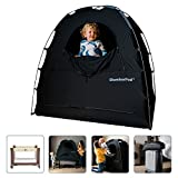 SlumberPod Portable Privacy Pod Blackout Canopy Crib Cover, Sleeping Space for Age 4 Months and Up with Monitor Pouch and Zipper, Blackout Cover, Baby Travel Crib Canopy (Black/Grey)