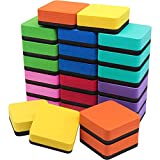 Dry Erase Erasers, IHPUKIDI 24 Pack Magnetic Whiteboard Dry Eraser Chalkboard Cleansers for Classroom, Home, and Office (8-Color, 1.97 x 1.97 Inch)