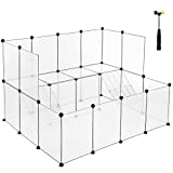 SONGMICS Guinea Pig Playpen with Dense Ramp, Indoor Rabbit Run Hutch Cage, Large Exercise Enclosure with Stairs, DIY Plastic Modular Fence for Hamster, Pet, Small Animals, White ULPC004W01