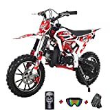 X-PRO 50cc Dirt Bike Gas Dirt Bike Pit Bikes Dirt Pitbike with Gloves, Goggle and Face Mask(Red)