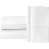 Twin-XL Sheets Extra Deep Pockets 15 Inch 500 Thread Count 4 Piece Sheet Set 100% Cotton Sheet Set White Solid Sheet,Long Staple Cotton Bedsheet and Pillow Cover,Sateen Finish,Soft,Breathable