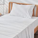 Bedsure 100% Organic Cotton Percale Sheet Sets - Cooling Twin XL Sheets 18" Deep Pocket 3 Pieces, Ultra Soft, Breathable & Lightweight Bedding Set , White Dorm Sheets for Twin Extra Long Size Bed