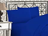 Elegant Comfort Luxurious 1500 Thread Count Egyptian Quality Three Line Embroidered Softest Premium Hotel Quality 4-Piece Bed Sheet Set, Wrinkle and Fade Resistant, Queen, Royal Blue