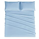 Mejoroom Queen Sheet Set - Hotel Luxury 1800 Sheets & Pillowcase Sets - Extra Soft Bed Sheets - Deep Pocket Fitted Sheet Hypoallergenic, Wrinkle& Breathable, Fade Resistant - 4 Piece (Queen,Lake Blue)