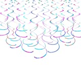 Iridescent White Hanging Swirl Decorations Sparkly Transparent Plastic Streamers Ceiling Decorations Children's Birthday Party Unicorn Themed Party Decorations, Pack of 30