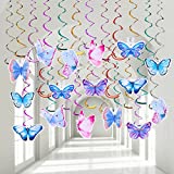 30 Pieces Butterfly Hanging Swirl Decor Butterfly Party Decorations Butterfly Hanging Ceiling Swirl Summer Spring Party Hanging for Home Classroom Baby Shower Birthday Wedding Supplies