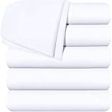 Utopia Bedding Flat Sheets - Pack of 6 - Soft Brushed Microfiber Fabric - Shrinkage & Fade Resistant Top Sheets - Easy Care (Queen, White)