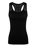 Yoga Tops for Women Cute Workout Tank Tops Activerwear Racerback Laser Cut Tank Running Sports Shirts Black