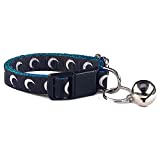 waaag Pet Cat Collar, Crescent Moon Galaxy Space Cat Collar Multiple Designs, Safety Breakaway Cat Collar (Teal Webbing, XXS 6.5"-10" Neck)