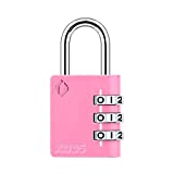 Zarker XD35 Padlock- 3 Digit Combination Lock for Gym, Sports, School & Employee Locker, Outdoor,Toolbox, Case, Fence and Storage - Metal & Steel - Easy to Set Your Own Combo - 1 Pack(Pink)