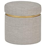 Amazon Brand  Rivet Asher Round Upholstered Storage Ottoman, 15.75"W, Light Grey