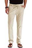 Sailwind Men's Drawstring Linen Pants Casual Summer Beach Loose Trousers Beige-US 28