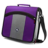 Kinbashi 3-Inch 3 Round Rings Zipper Binder, Expanding Files, Handle and Shoulder Strap Included, Purple