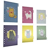 Discagenda 6 Section Dividers Plastic Durable Cute Kitten Cat for Planner Personal Organizer (A5 / Junior Size (5.8x8.3in), Ringbound)